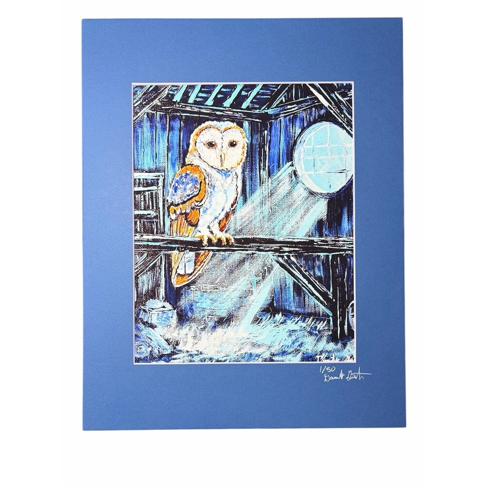 Moonlight Barn Owl – Limited Edition Art Print (8×10) Matted to 11×14